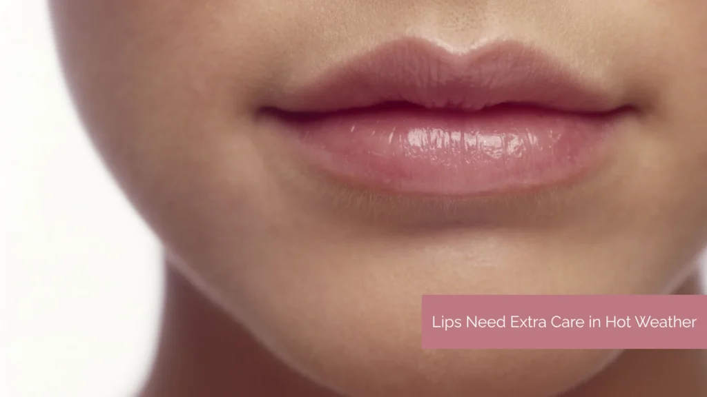 Close-up of dry, cracked lips caused by summer heat and sun exposure