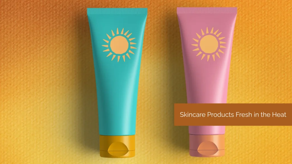 Mini skincare fridge with chilled eye creams and facial mists for summer skincare